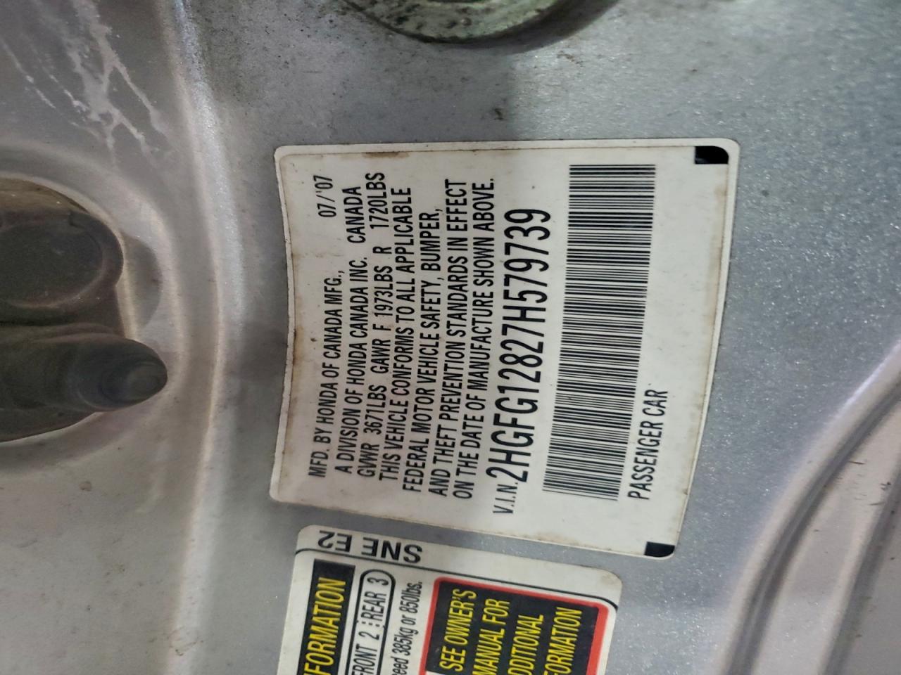 2007 HONDA CIVIC EX photo 12