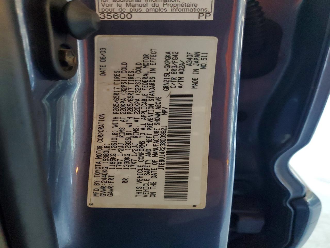 2003 TOYOTA 4RUNNER SR5 photo 13