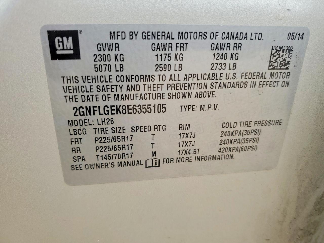 2014 CHEVROLET EQUINOX LT photo 13