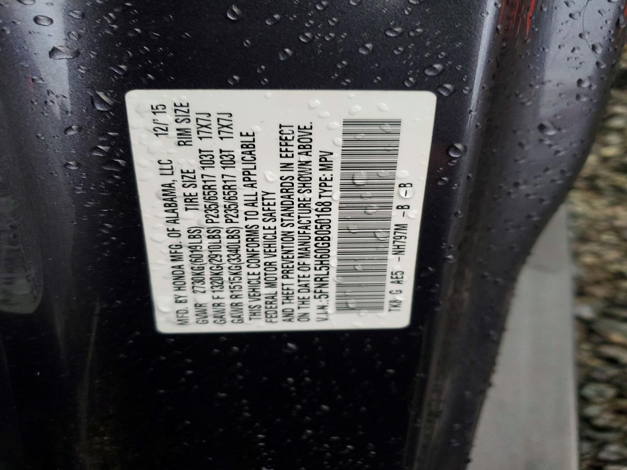 2016 HONDA ODYSSEY EXL photo 13