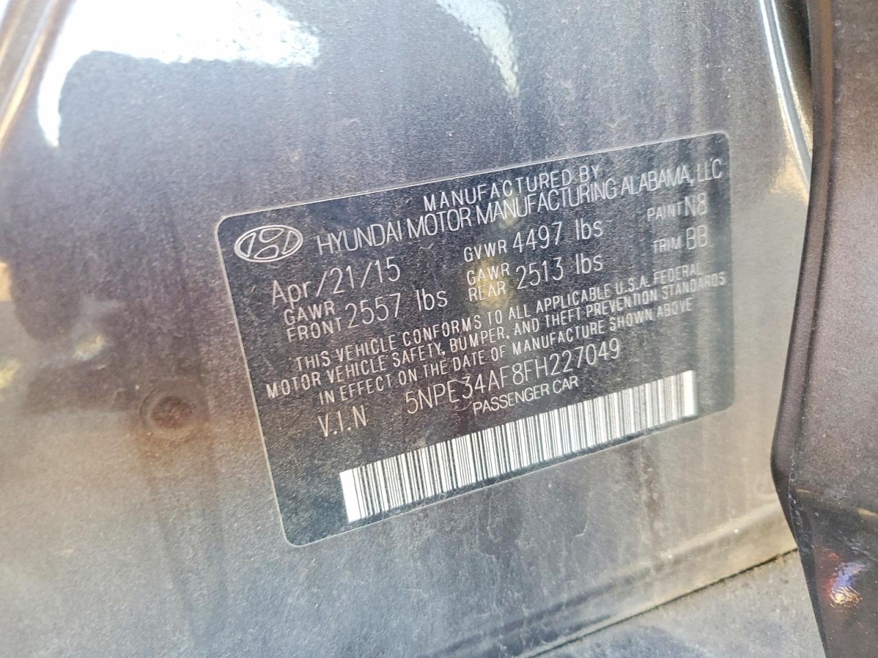 2015 HYUNDAI SONATA photo 12
