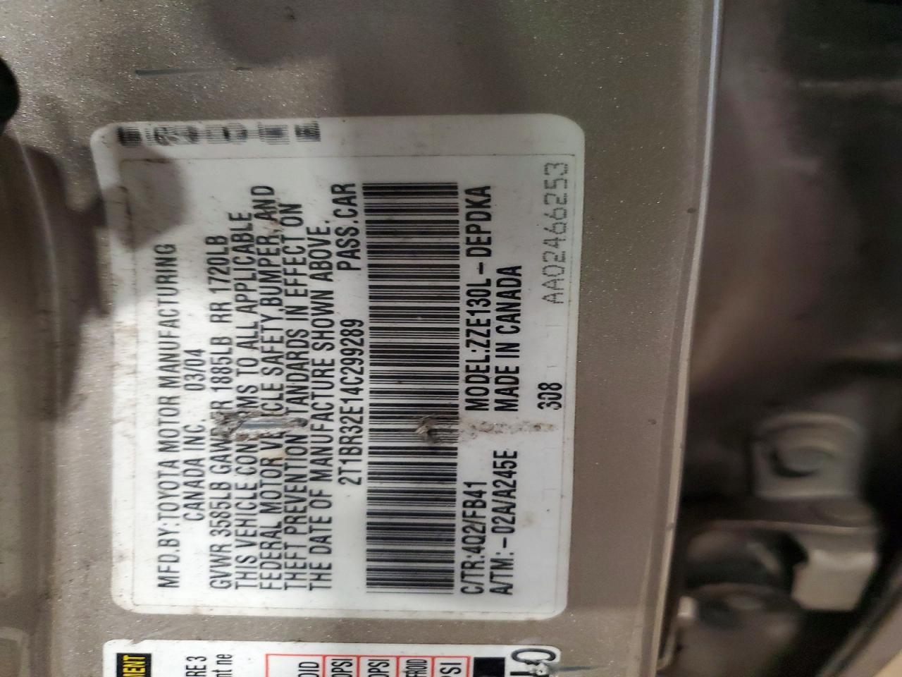 2004 TOYOTA COROLLA CE photo 13