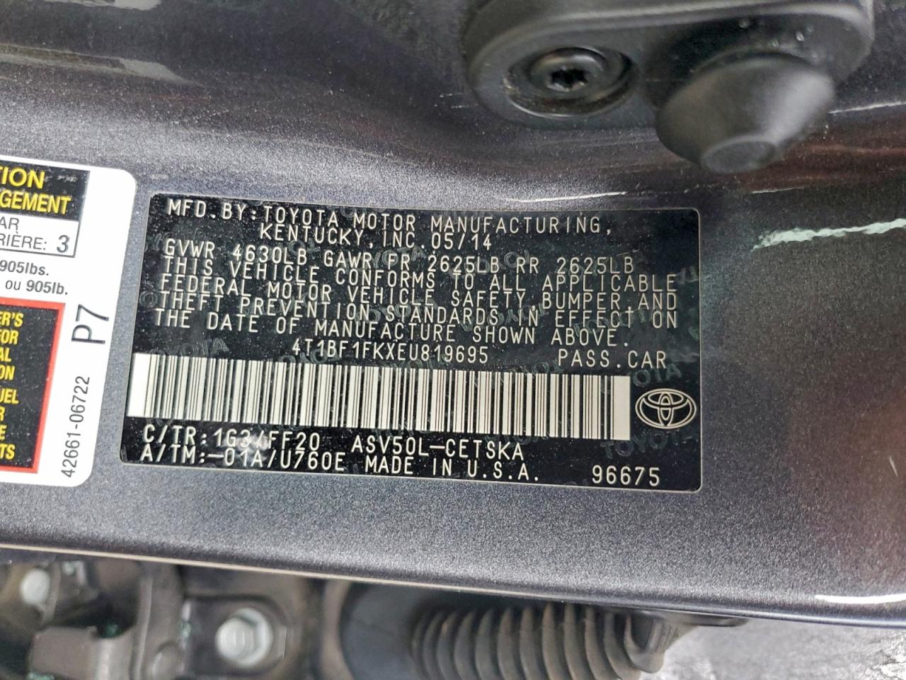 2014 TOYOTA CAMRY L photo 12