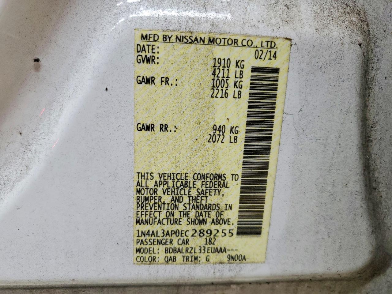 2014 NISSAN ALTIMA 2.5 photo 12
