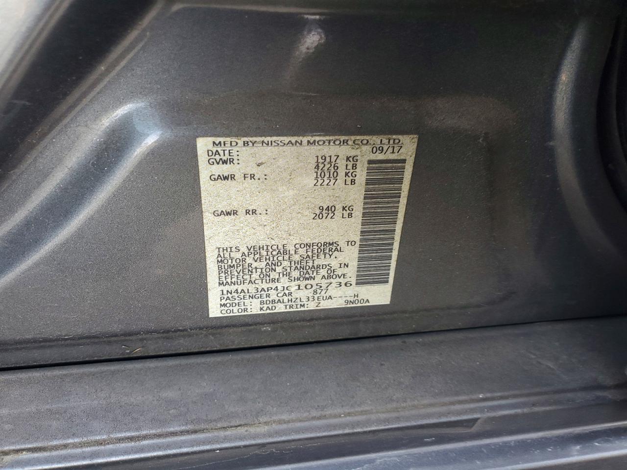 2018 NISSAN ALTIMA 2.5 photo 12