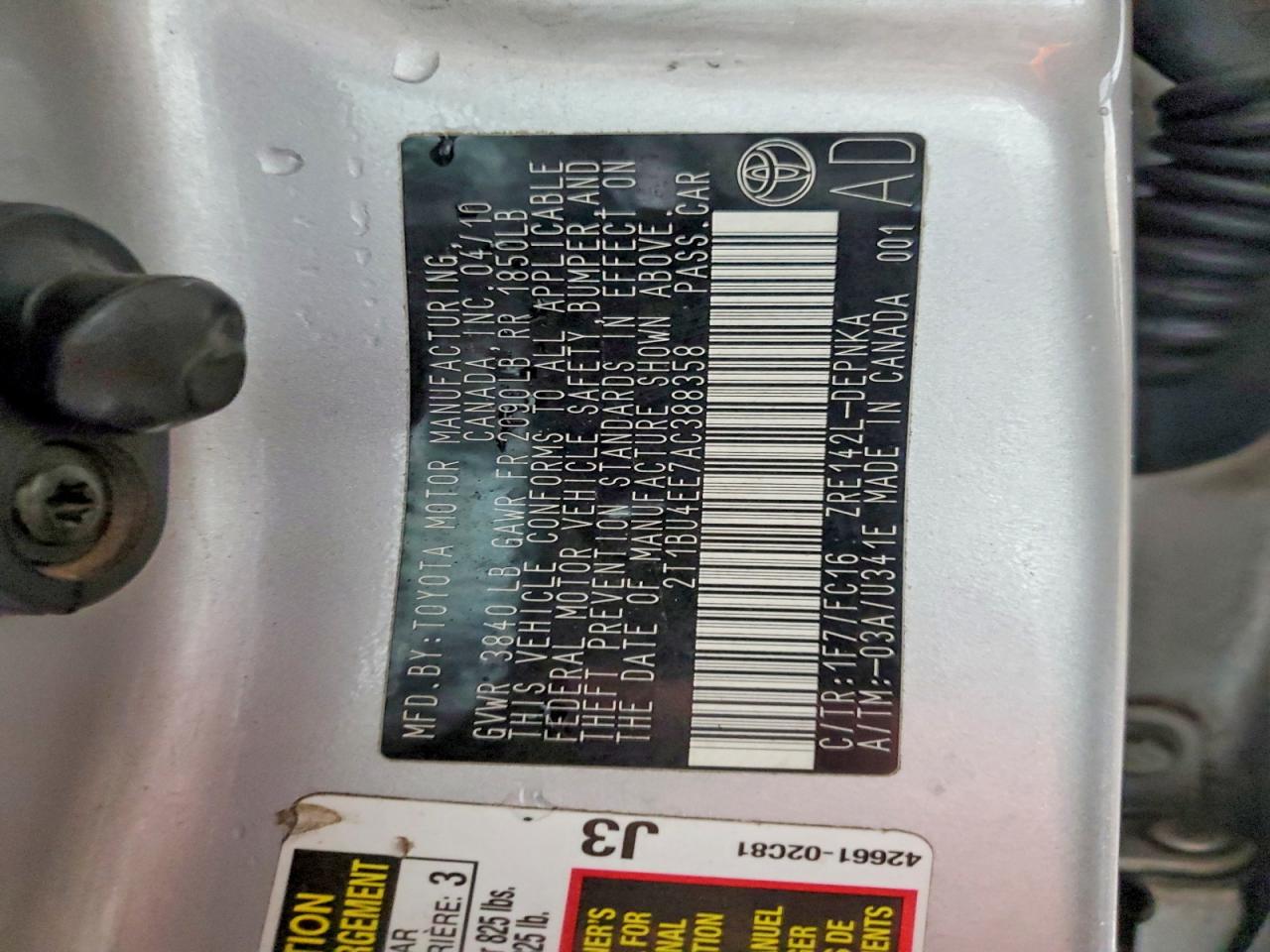 2010 TOYOTA COROLLA BASE photo 13
