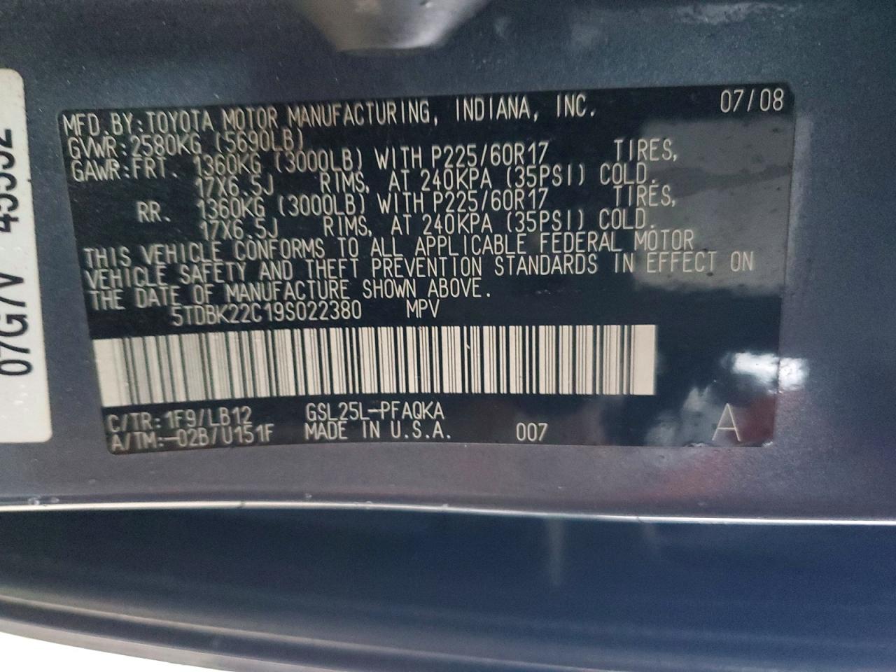 2009 TOYOTA SIENNA photo 13