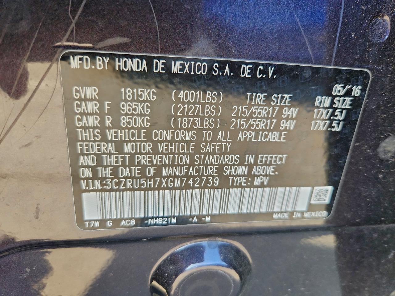 2016 HONDA HR-V EXL photo 12