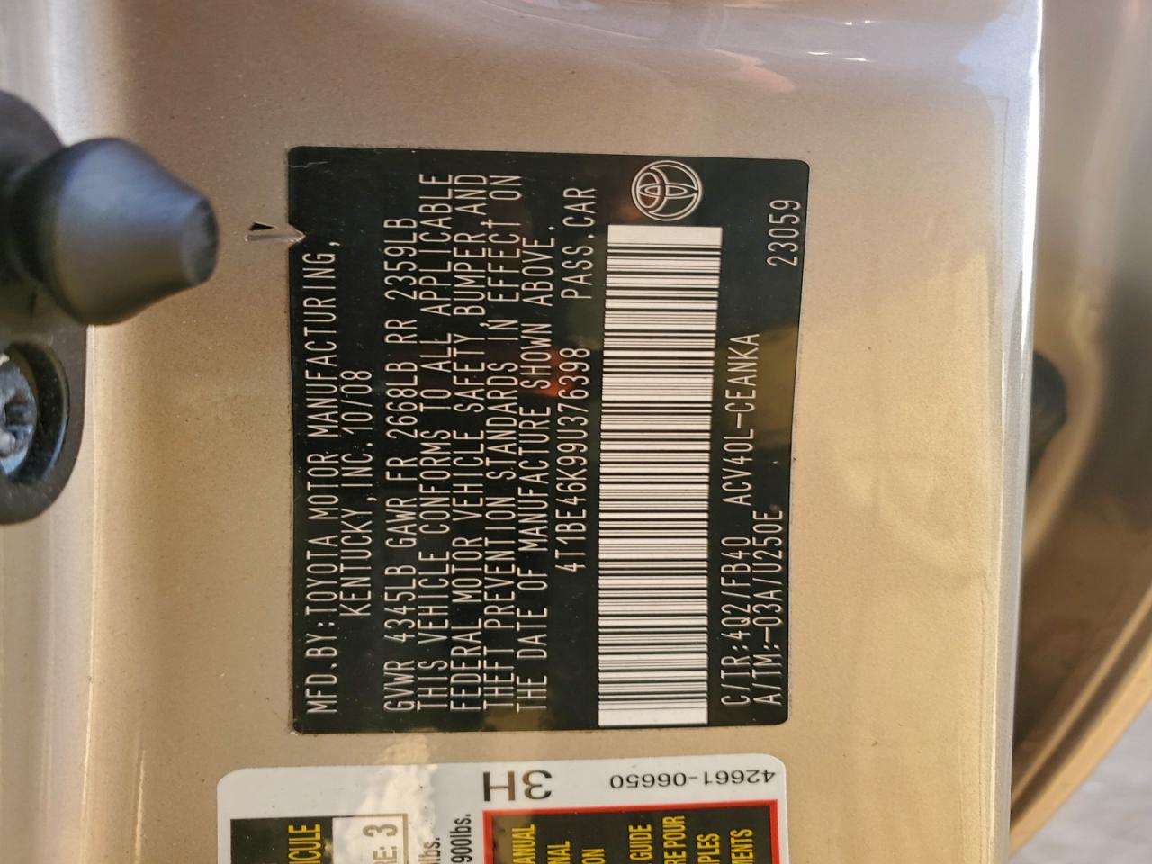 2009 TOYOTA CAMRY BASE photo 12