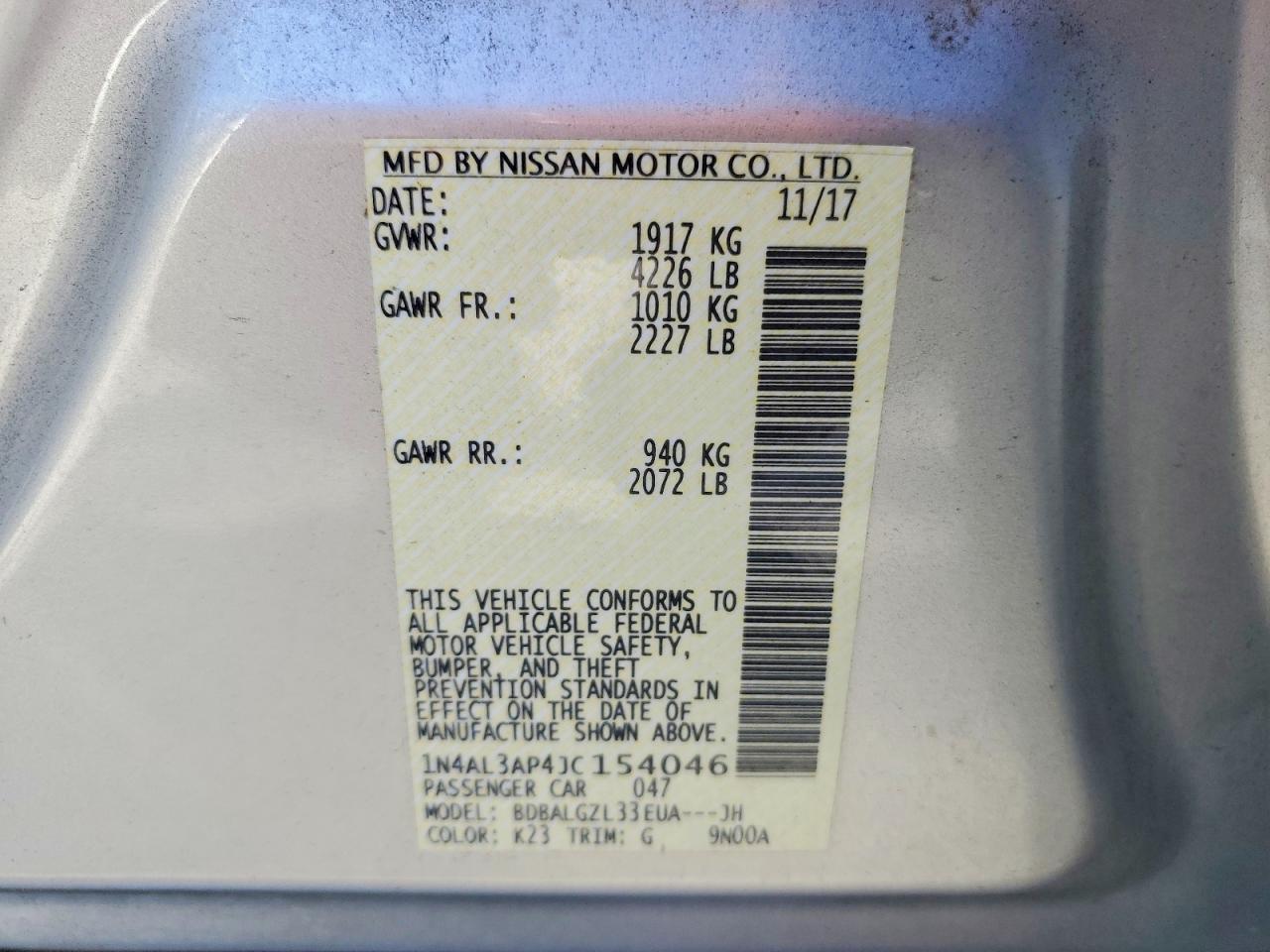2018 NISSAN ALTIMA 2.5 photo 12
