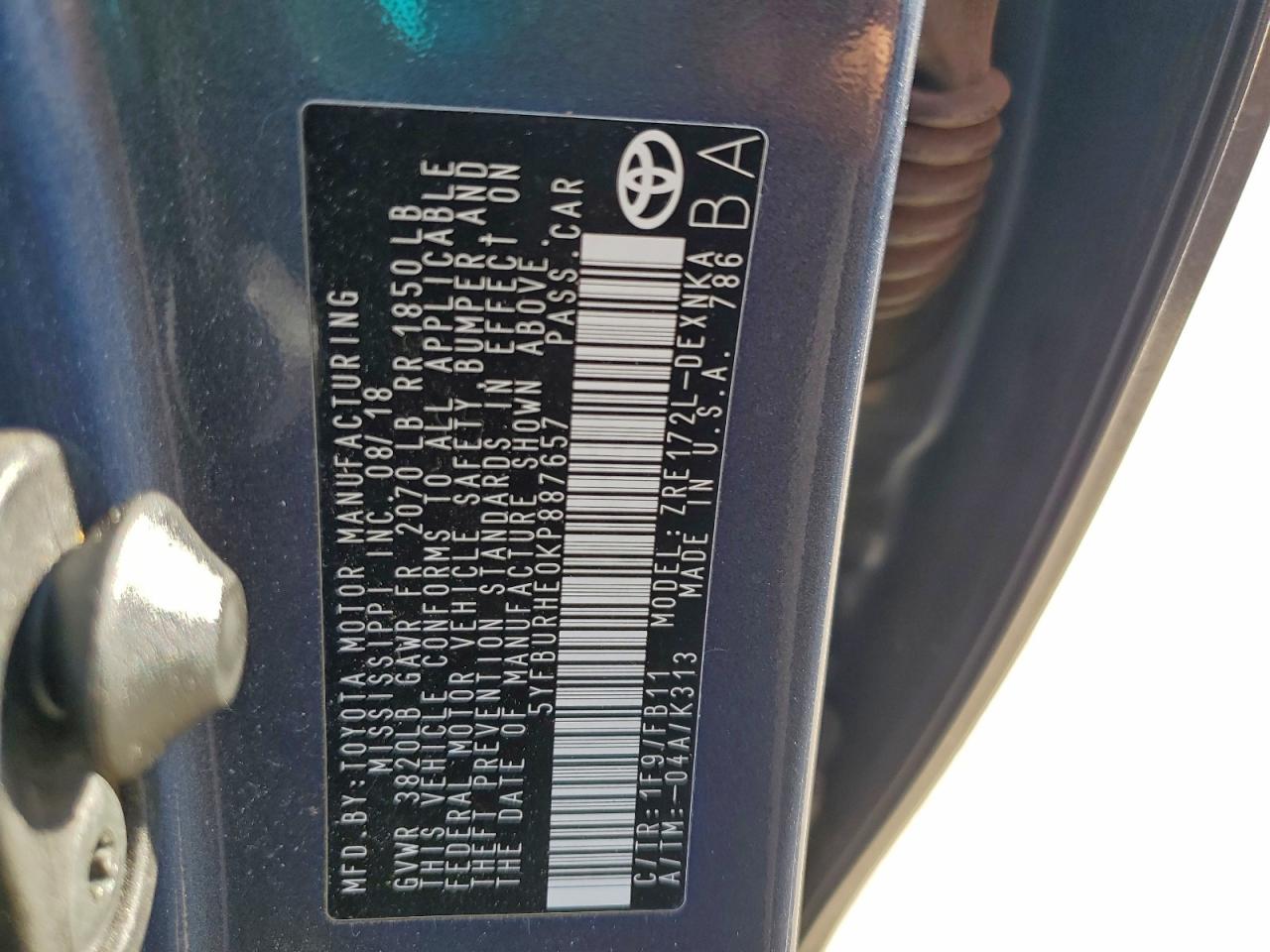 2019 TOYOTA COROLLA L photo 34