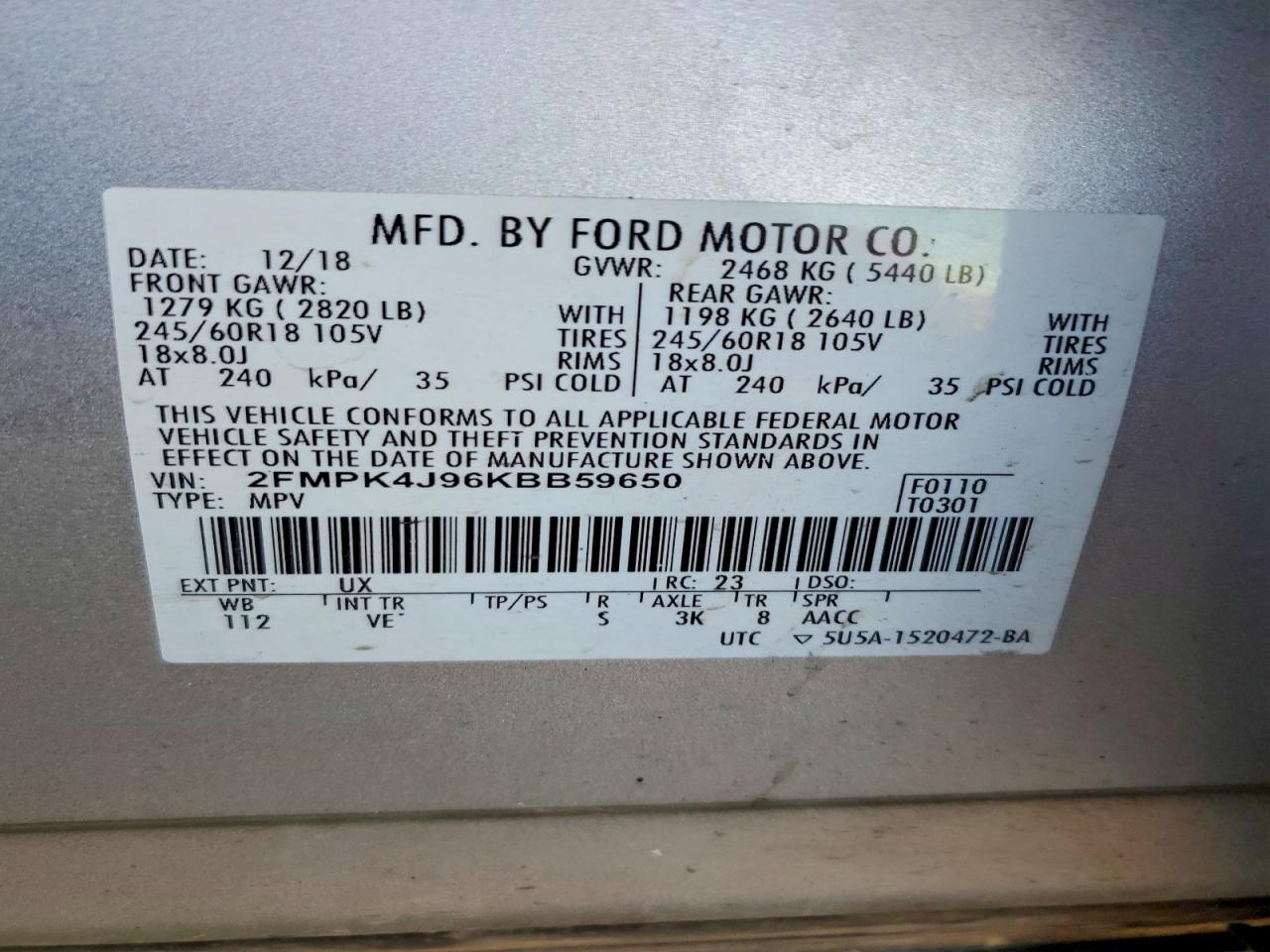 2019 FORD EDGE SEL photo 13