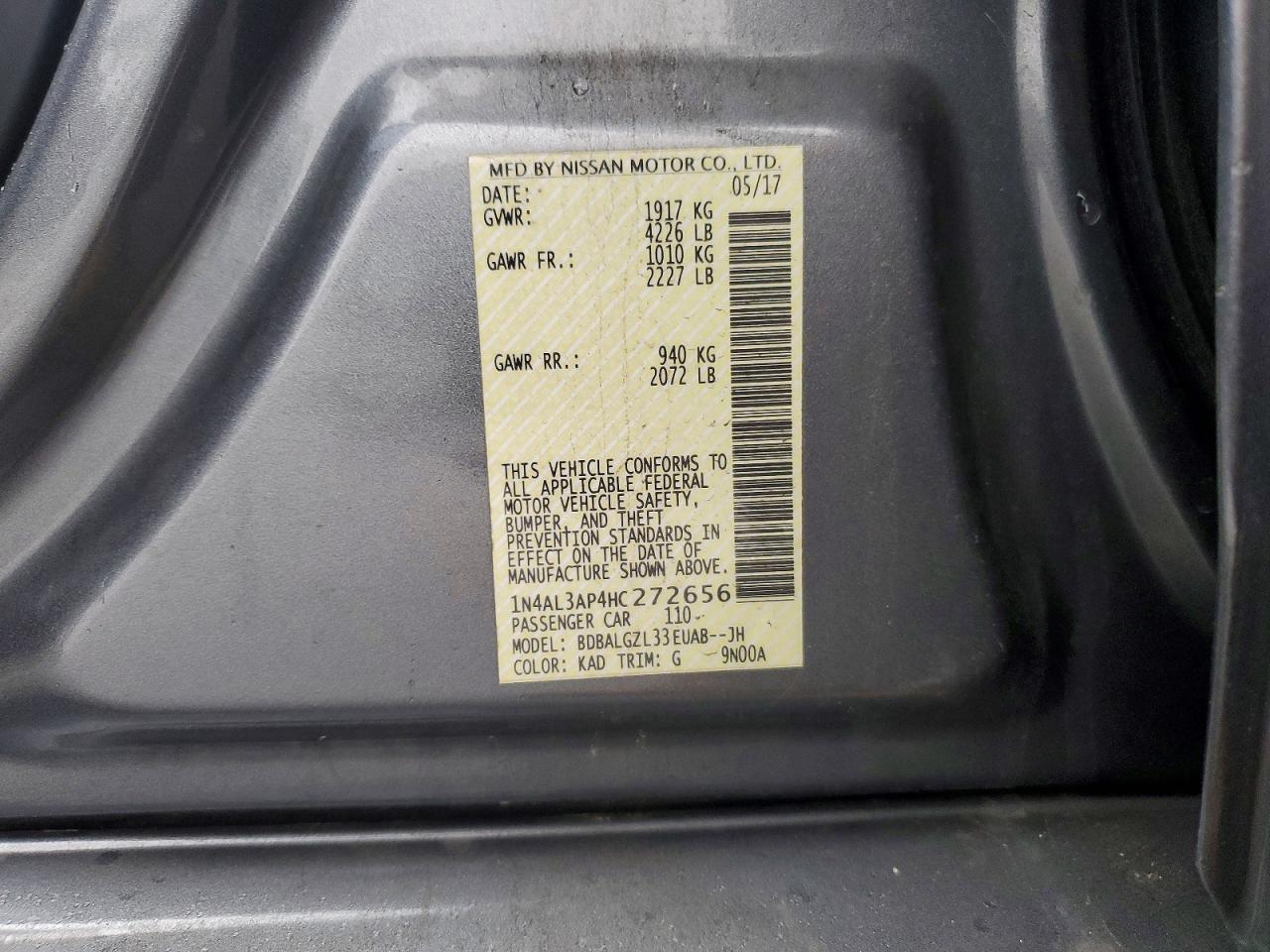 2017 NISSAN ALTIMA 2.5 photo 12