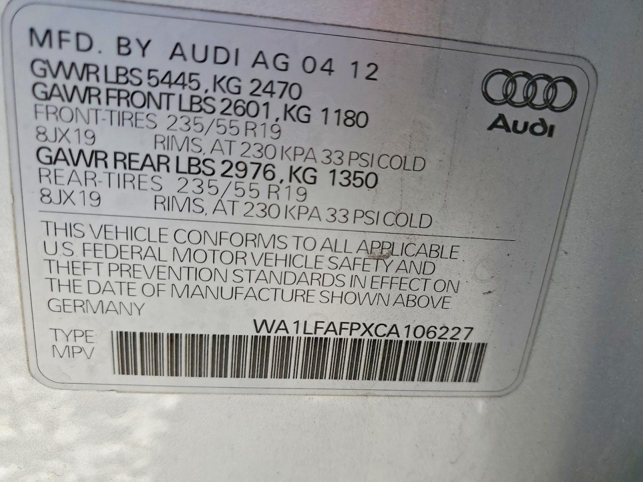 2012 AUDI Q5 PREMIUM PLUS photo 13