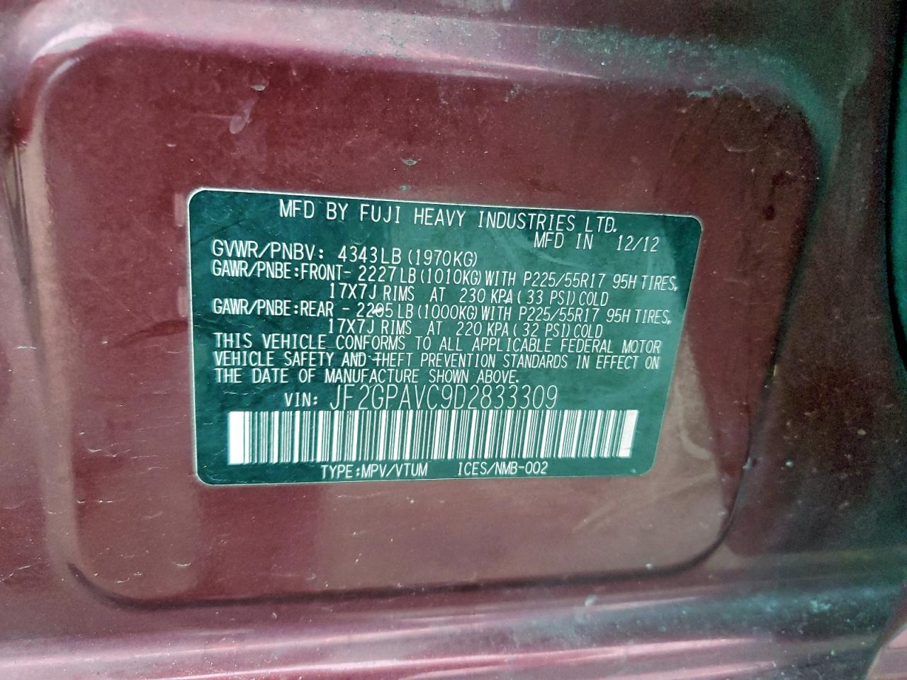 2013 SUBARU XV CROSSTREK 2.0 PREMIUM photo 12