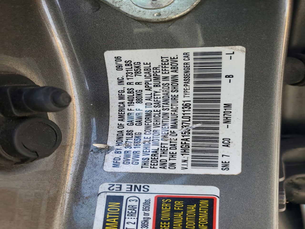 2007 HONDA CIVIC LX photo 12