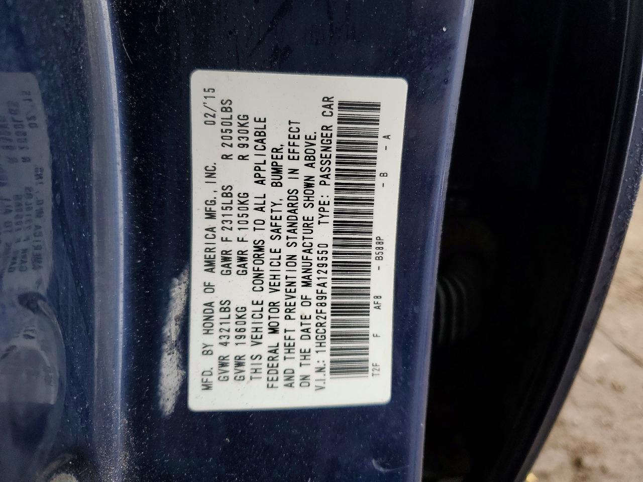2015 HONDA ACCORD EXL photo 12