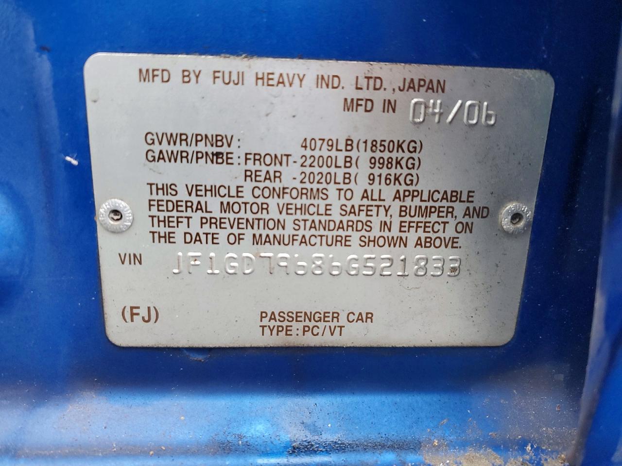 2006 SUBARU IMPREZA WRX photo 12