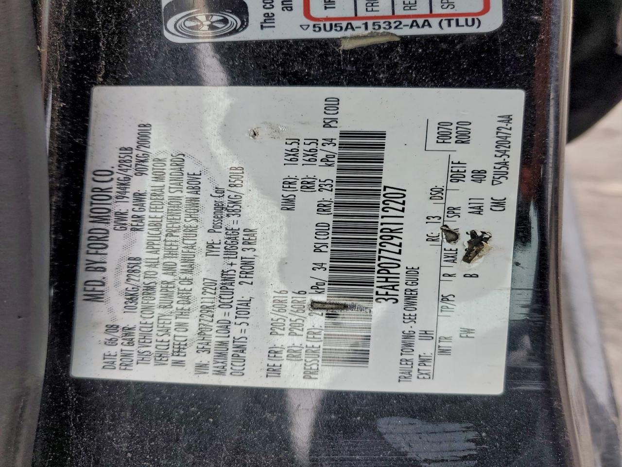 2009 FORD FUSION SE photo 12
