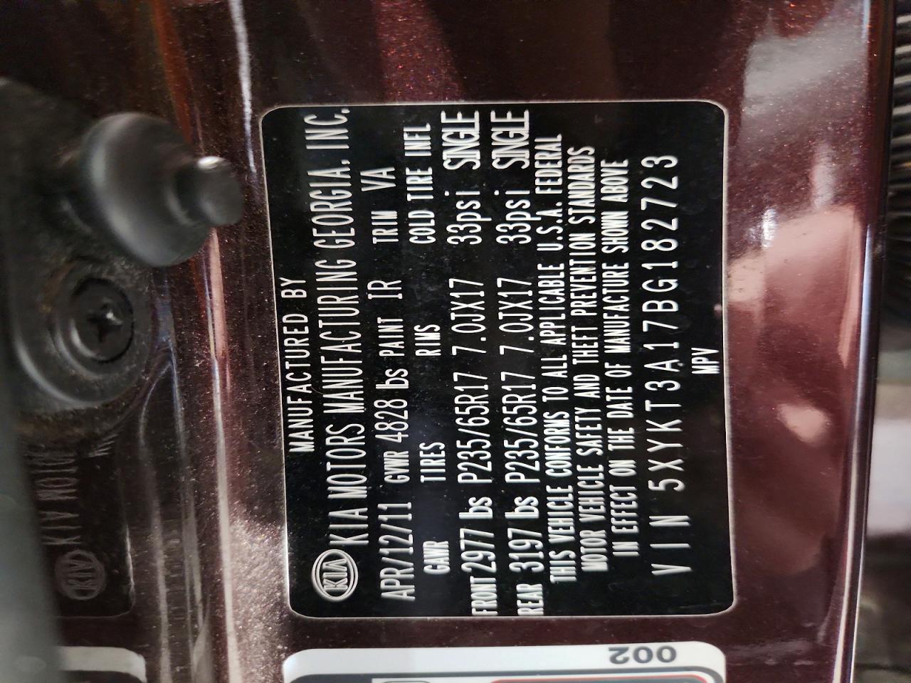 2011 KIA SORENTO BASE photo 37