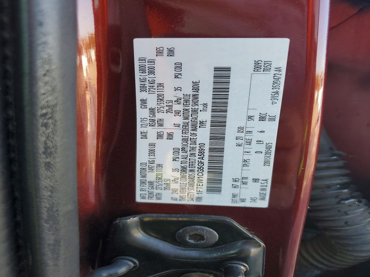 2016 FORD F150 SUPERCREW photo 12