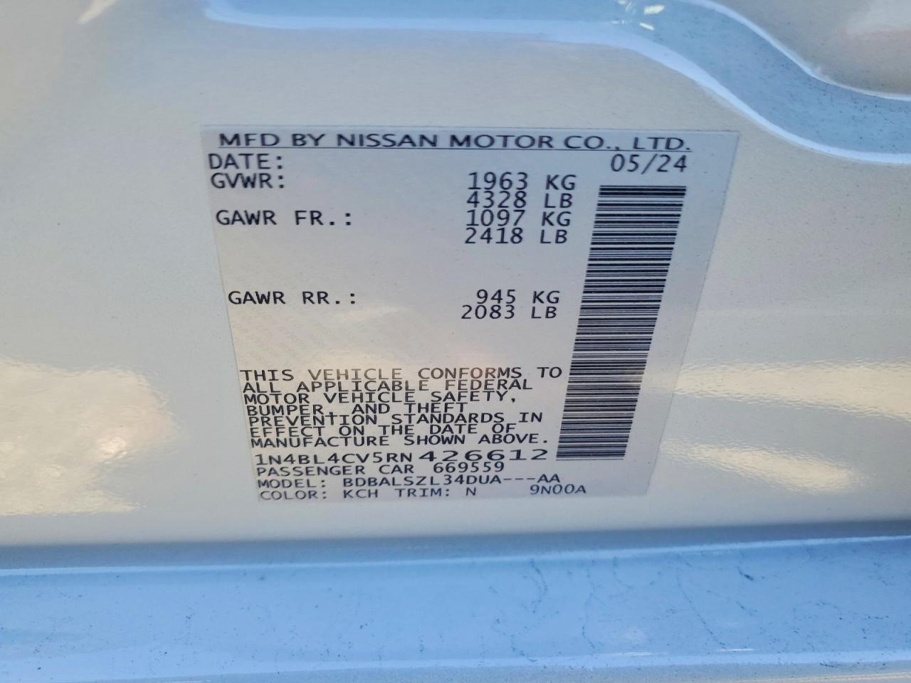 2024 NISSAN ALTIMA SR photo 12