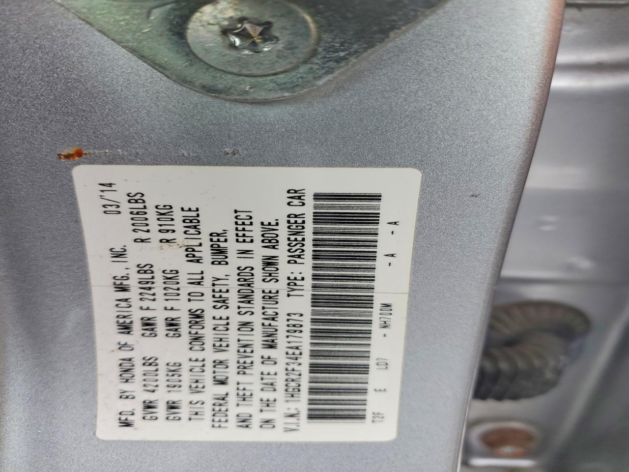 2014 HONDA ACCORD LX photo 12