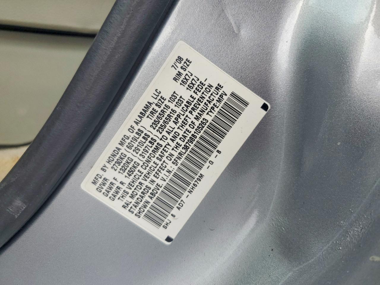 2008 HONDA ODYSSEY EXL photo 14