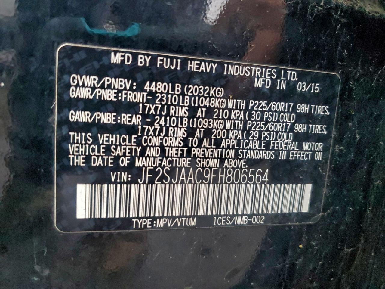 2015 SUBARU FORESTER 2.5I photo 13