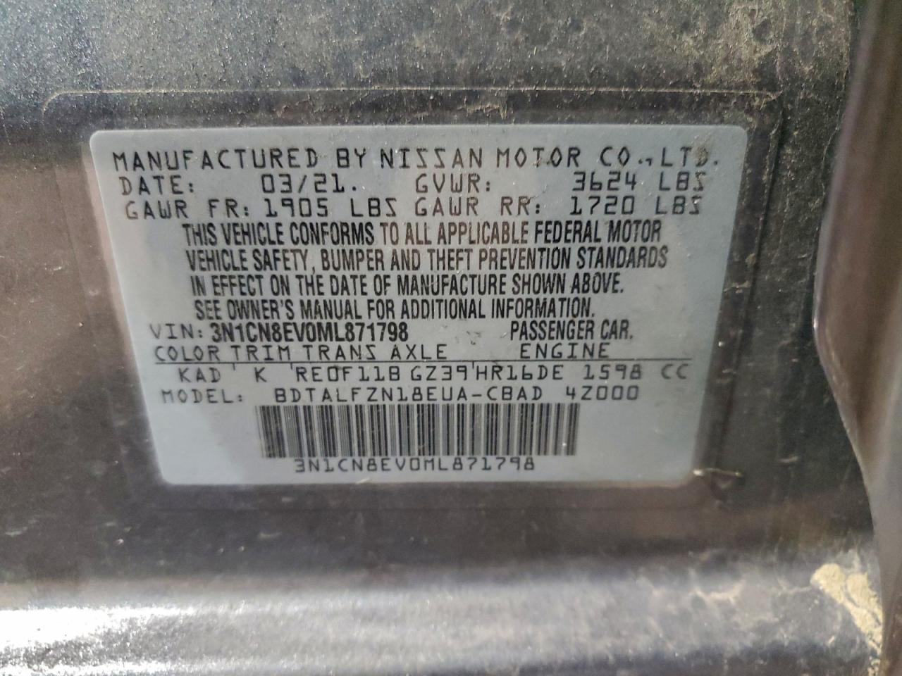 2021 NISSAN VERSA SV photo 12