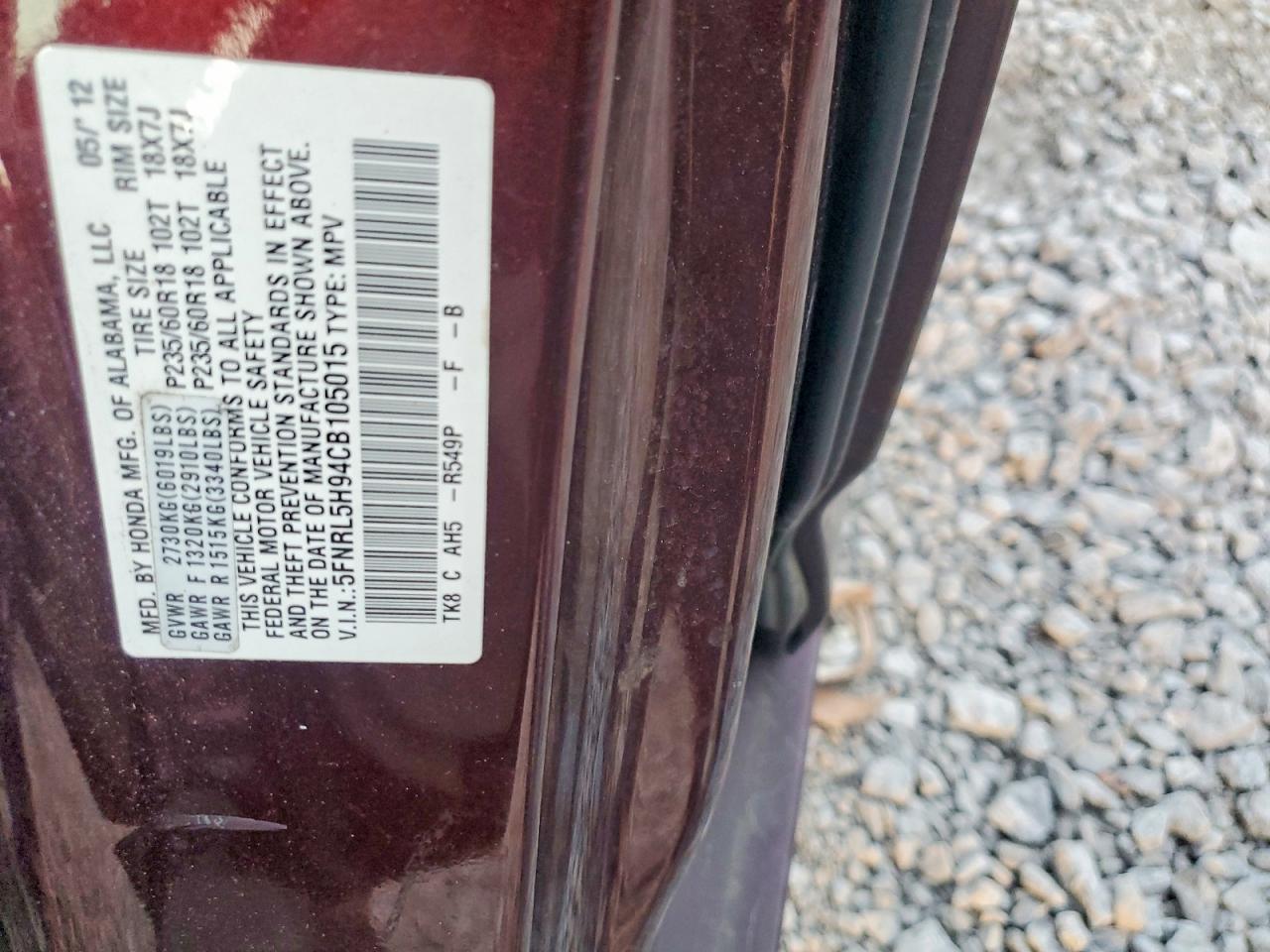 2012 HONDA ODYSSEY TOURING photo 13