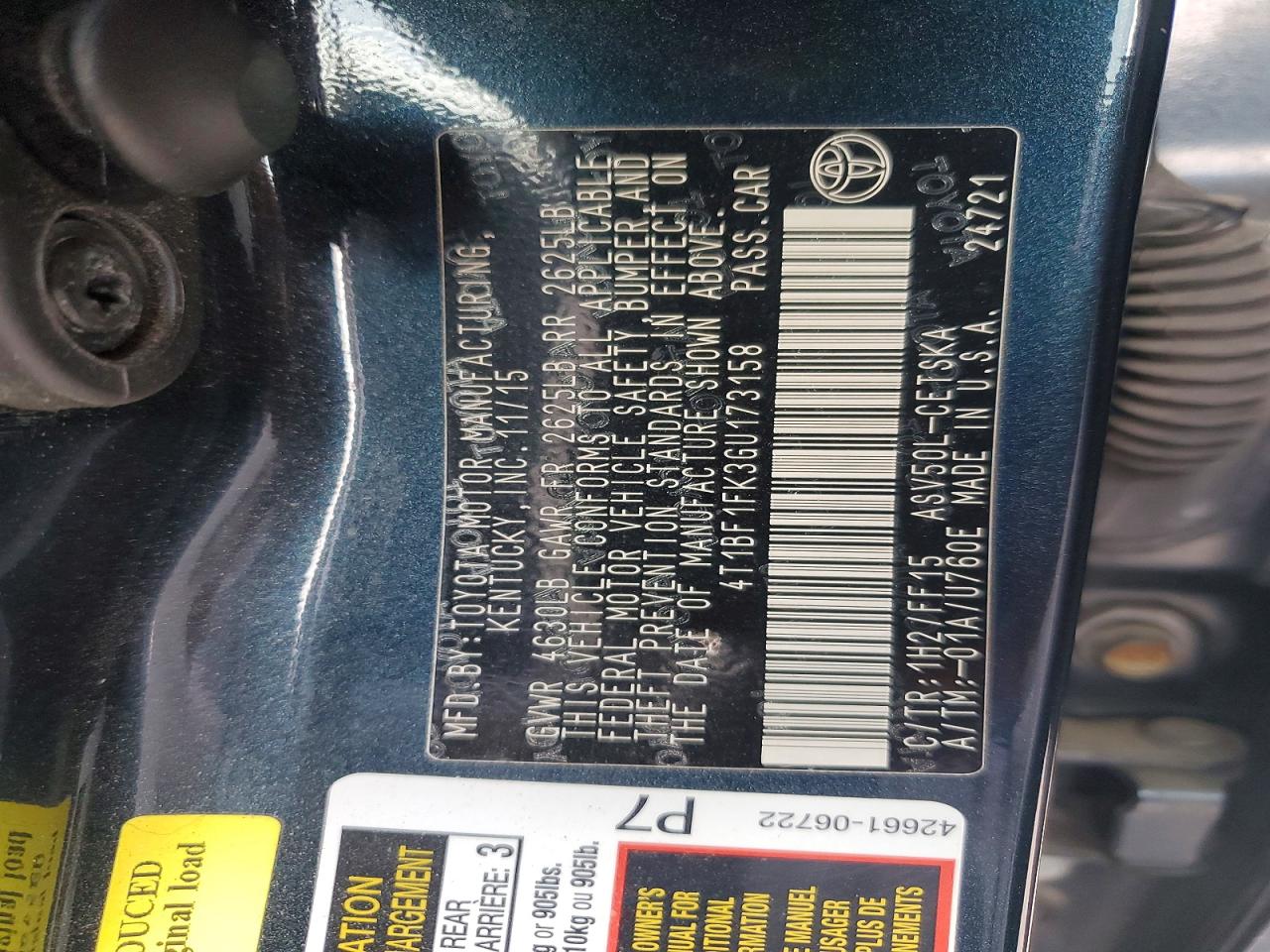 2016 TOYOTA CAMRY LE photo 34