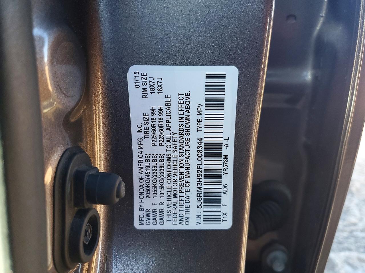 2015 HONDA CR-V TOURING photo 13
