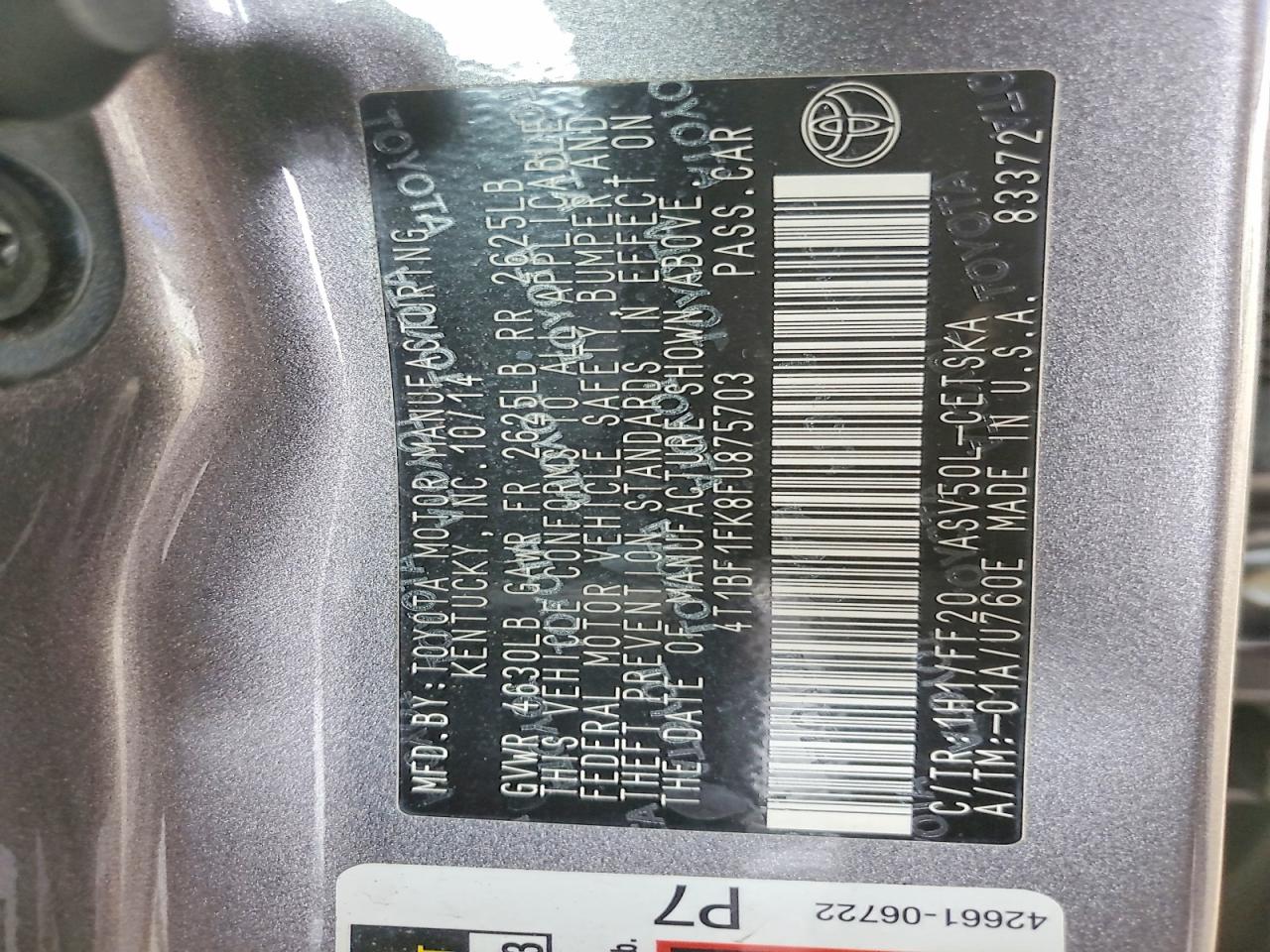 2015 TOYOTA CAMRY LE photo 37