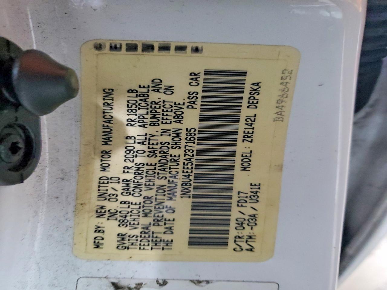 2010 TOYOTA COROLLA BASE photo 37