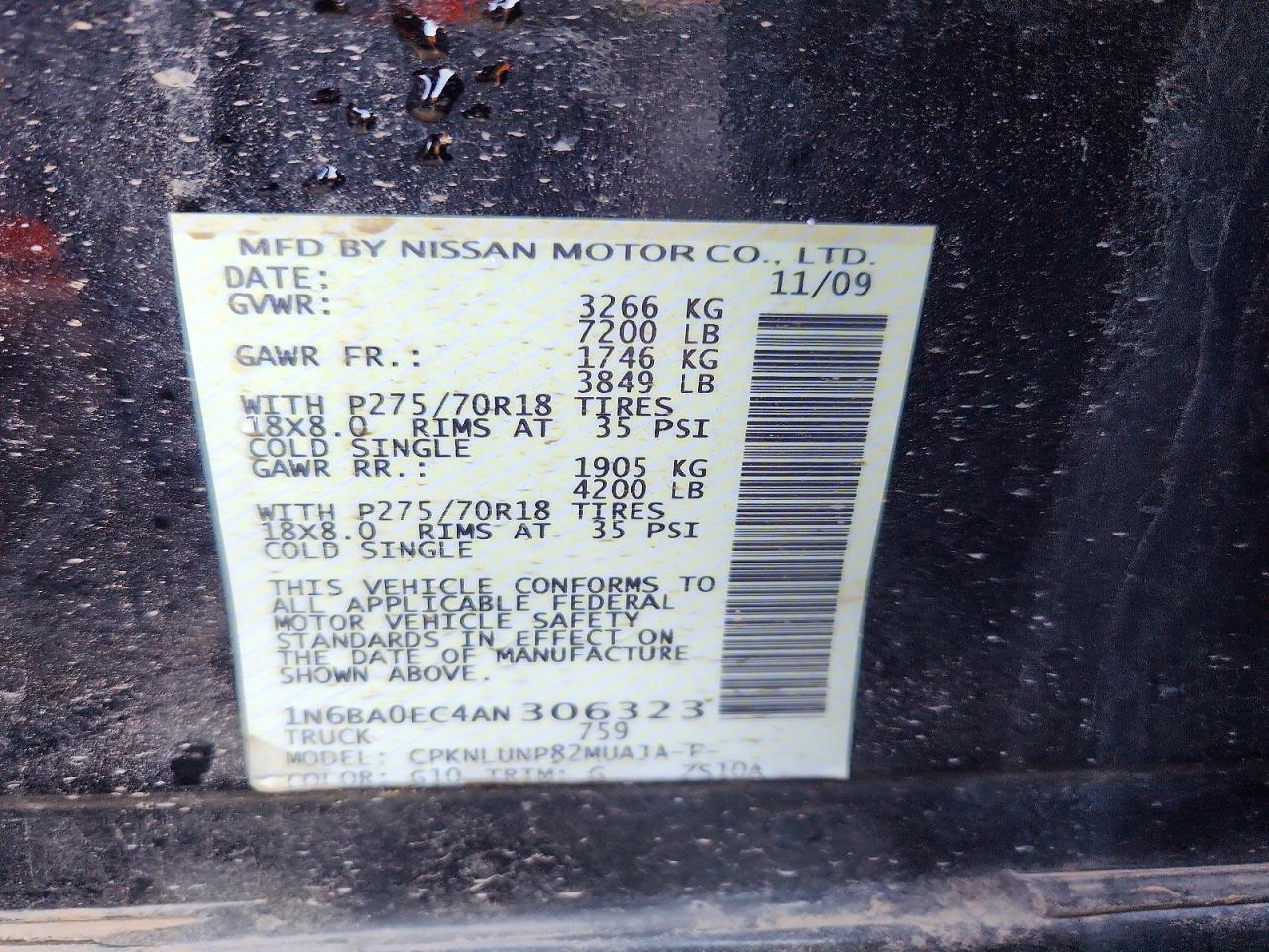 2010 NISSAN TITAN SE photo 12