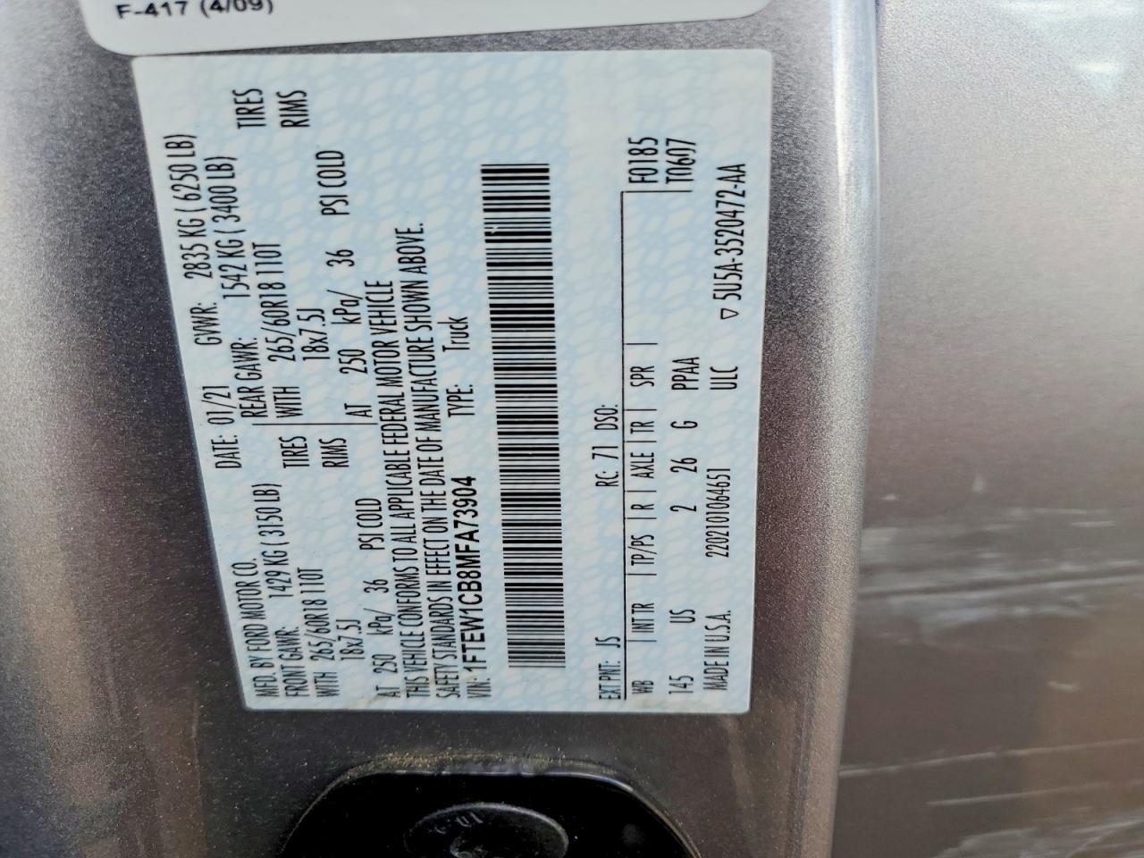 2021 FORD F150 SUPERCREW photo 12