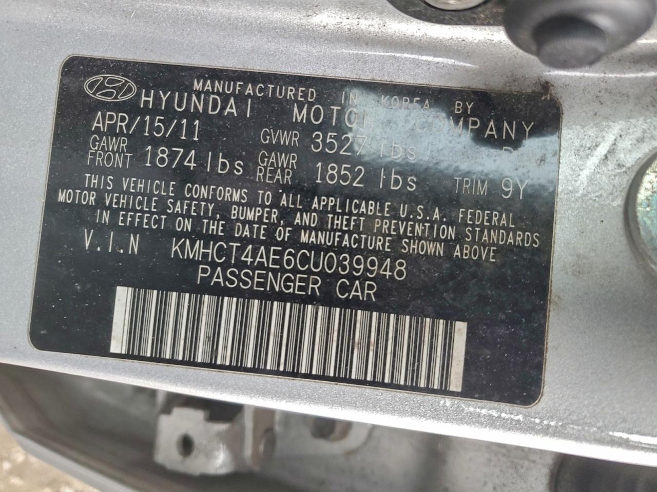 2012 HYUNDAI ACCENT GLS photo 13