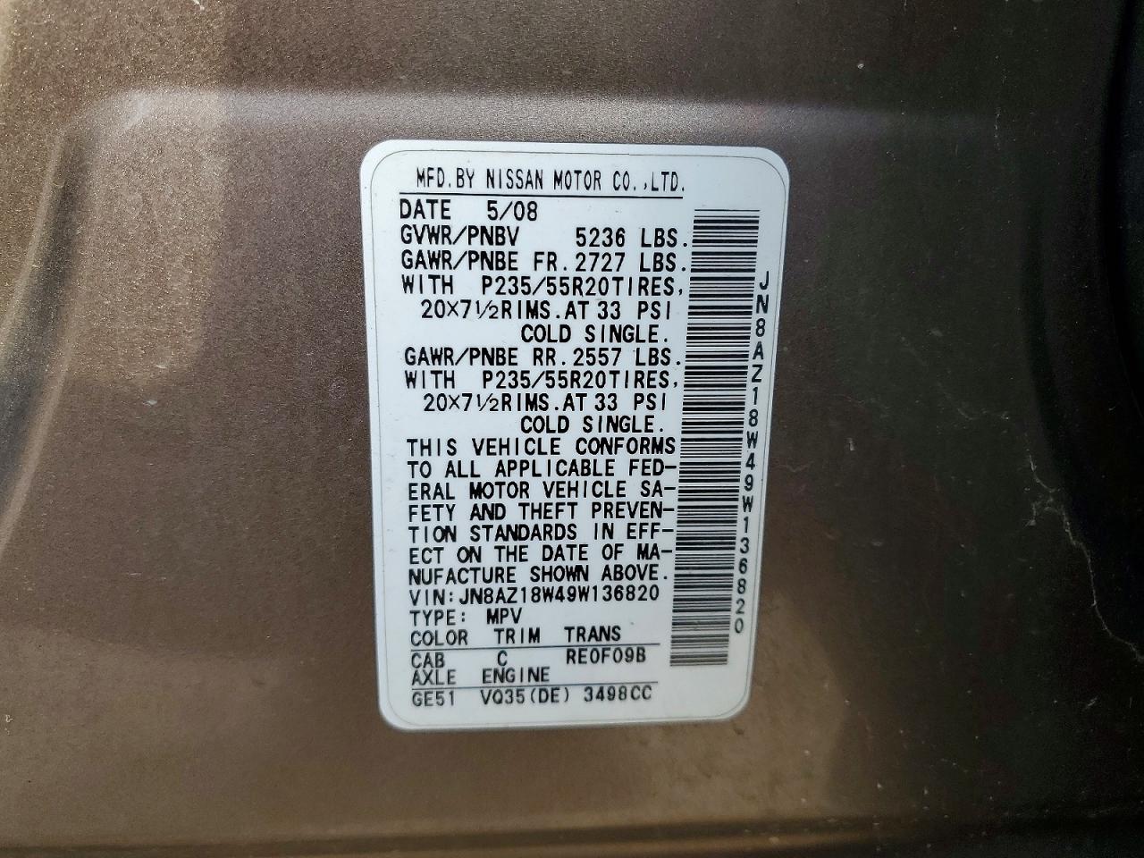2009 NISSAN MURANO S photo 13