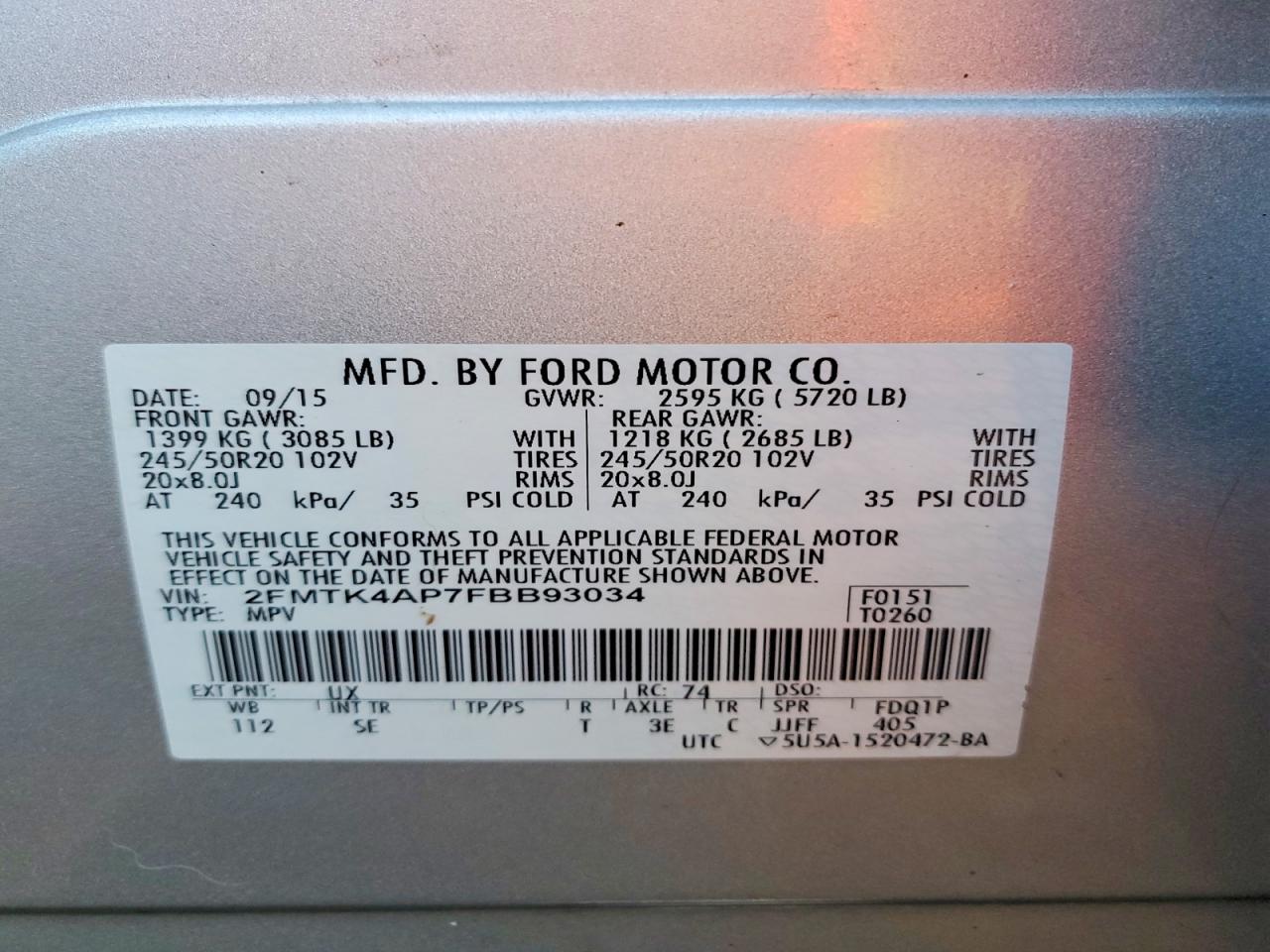 2015 FORD EDGE SPORT photo 13