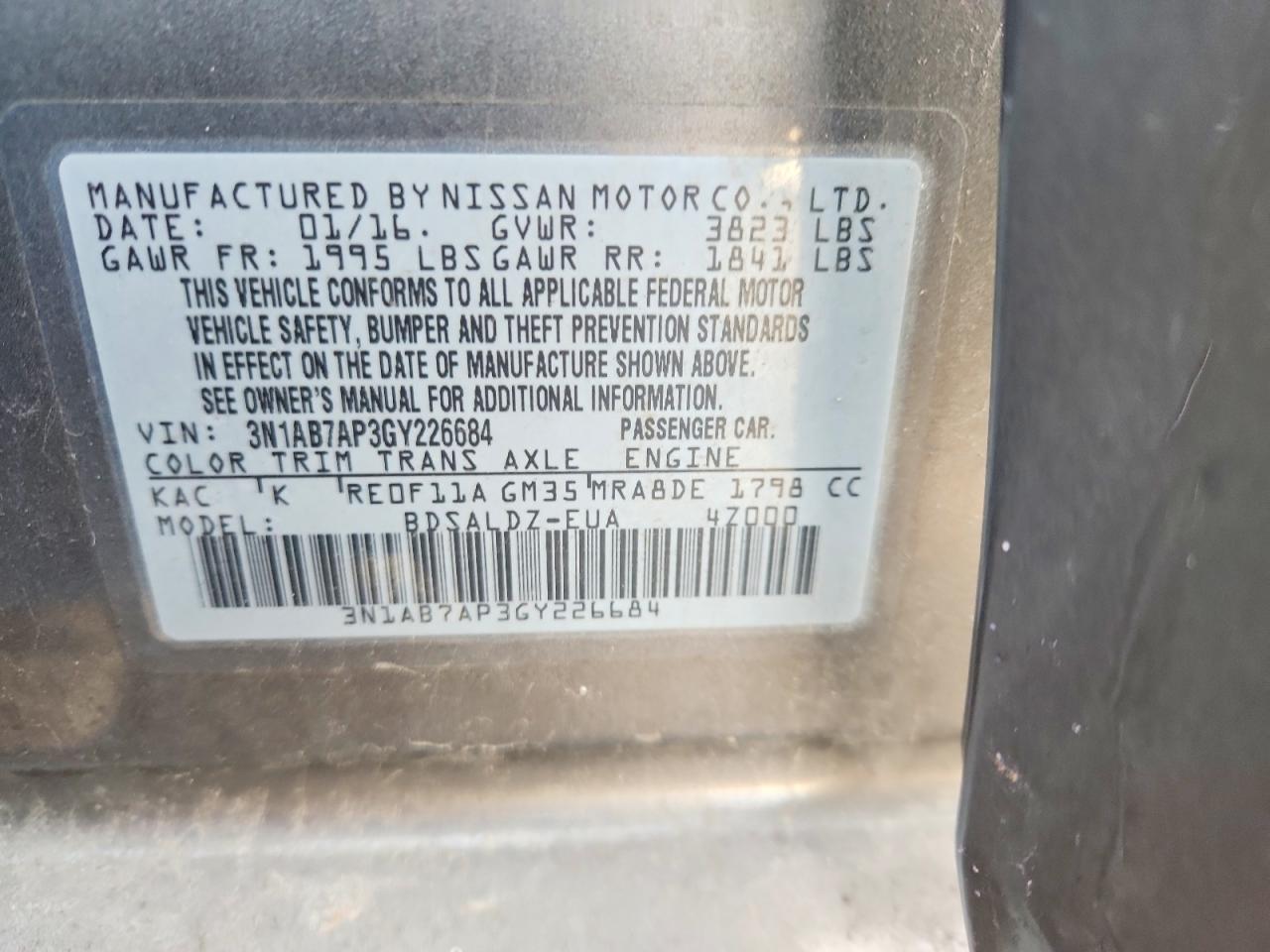2016 NISSAN SENTRA S photo 13