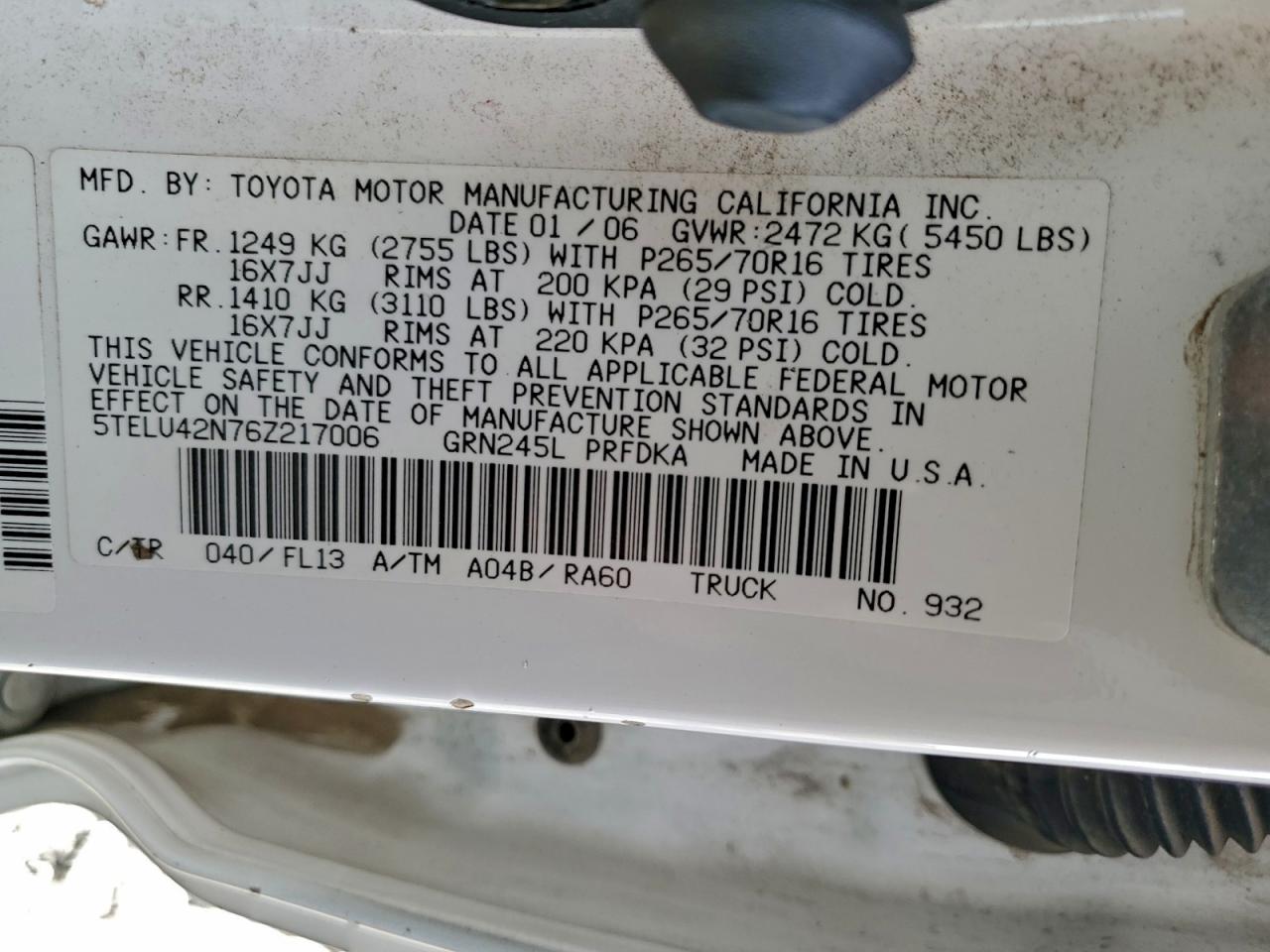 2006 TOYOTA TACOMA DOUBLE CAB photo 12