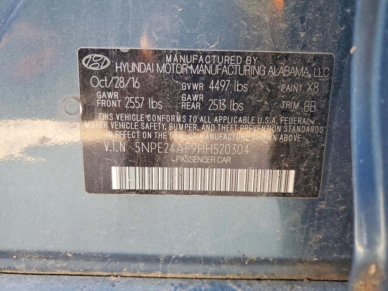 2017 HYUNDAI SONATA BASE photo 13