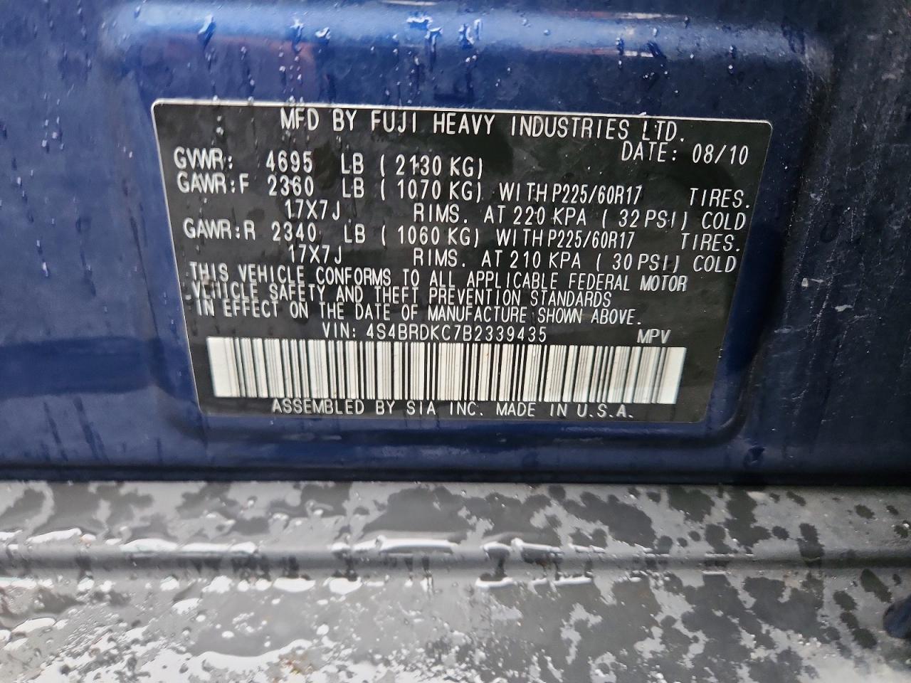 2011 SUBARU OUTBACK 3.6R LIMITED photo 13