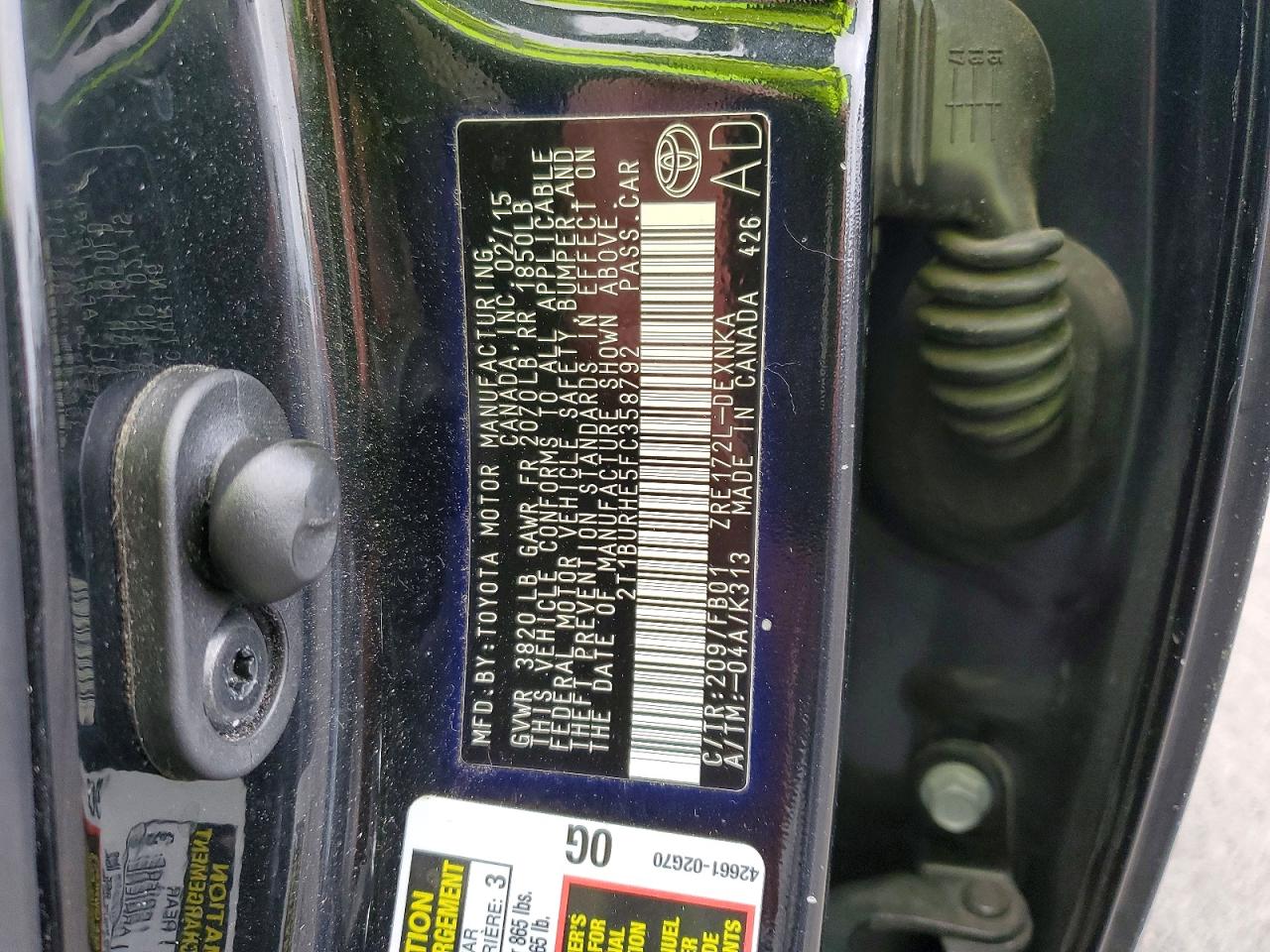2015 TOYOTA COROLLA L photo 13