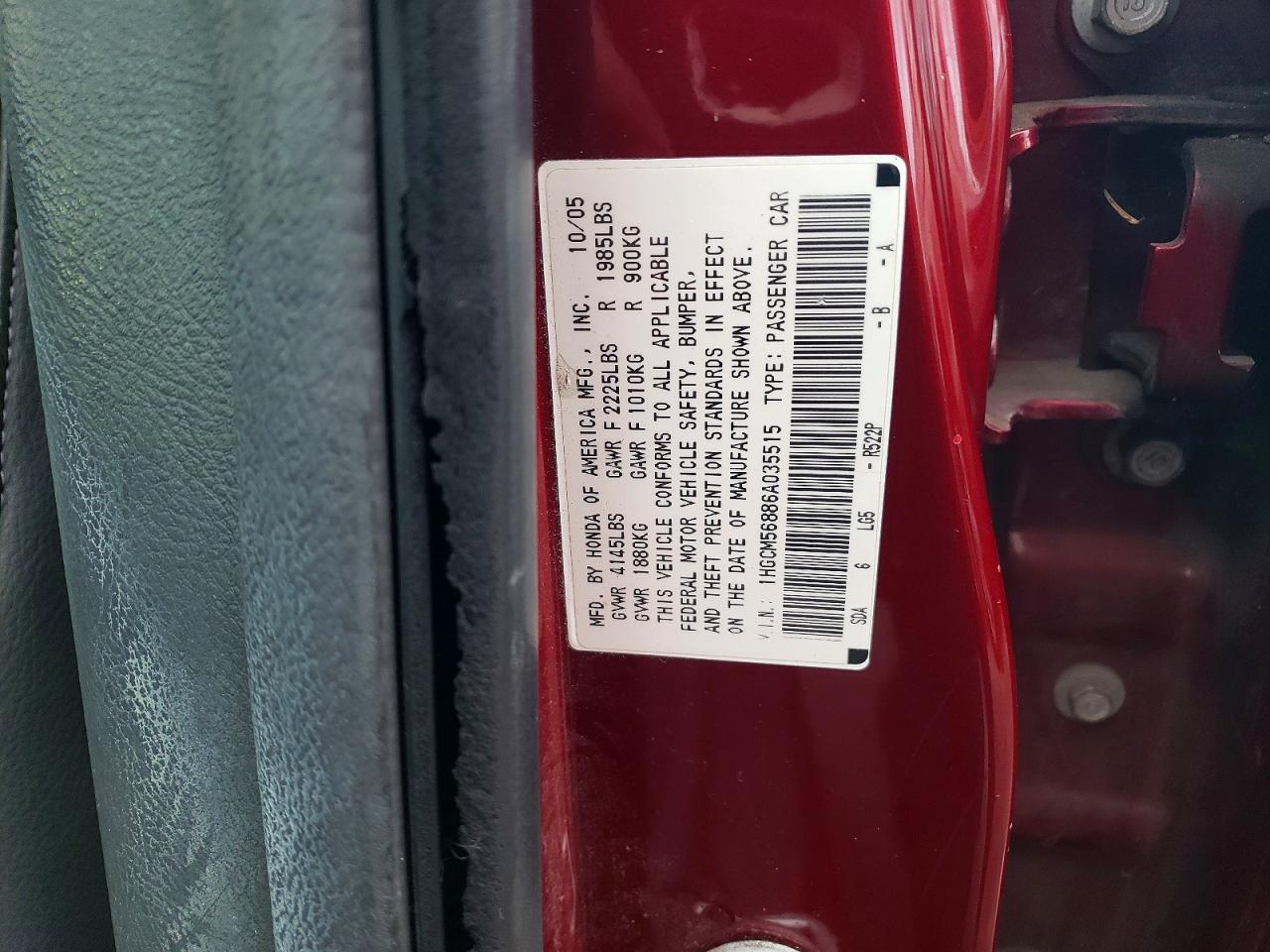 2006 HONDA ACCORD EX photo 12
