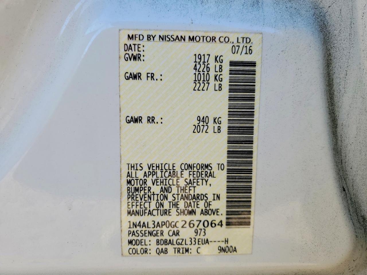 2016 NISSAN ALTIMA 2.5 photo 12