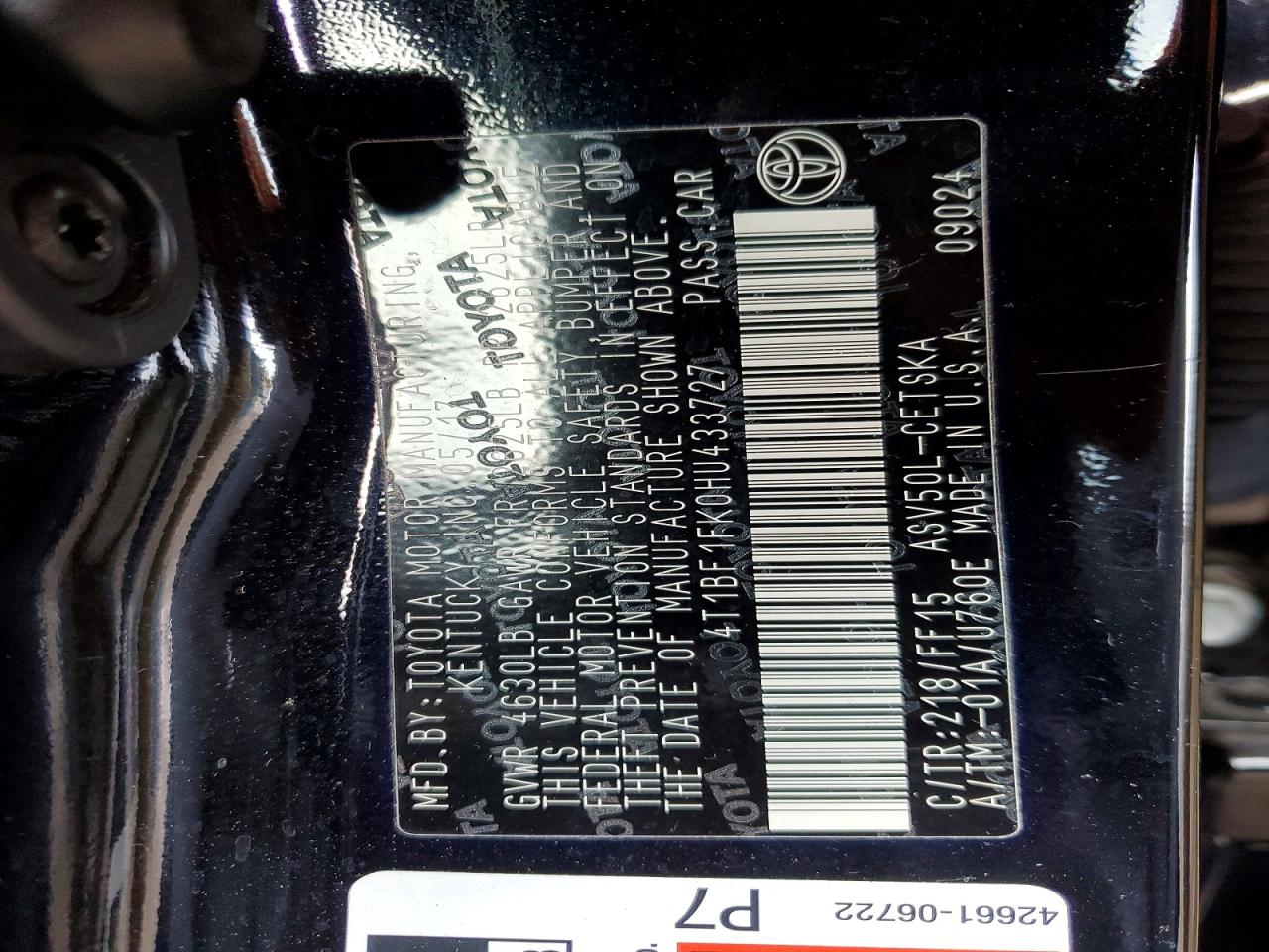 2017 TOYOTA CAMRY LE photo 12