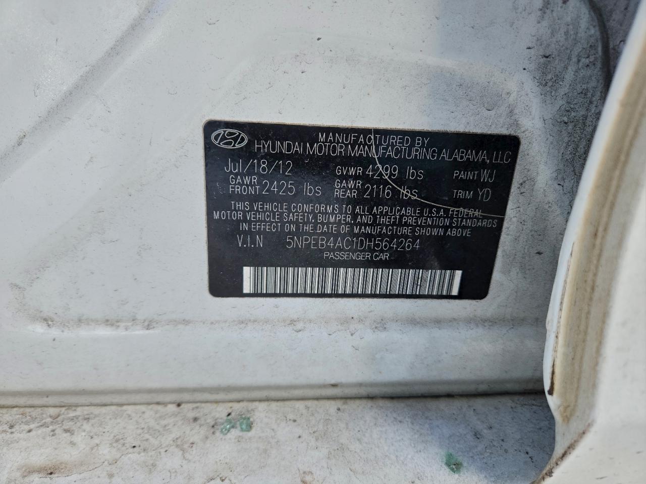 2013 HYUNDAI SONATA GLS photo 12