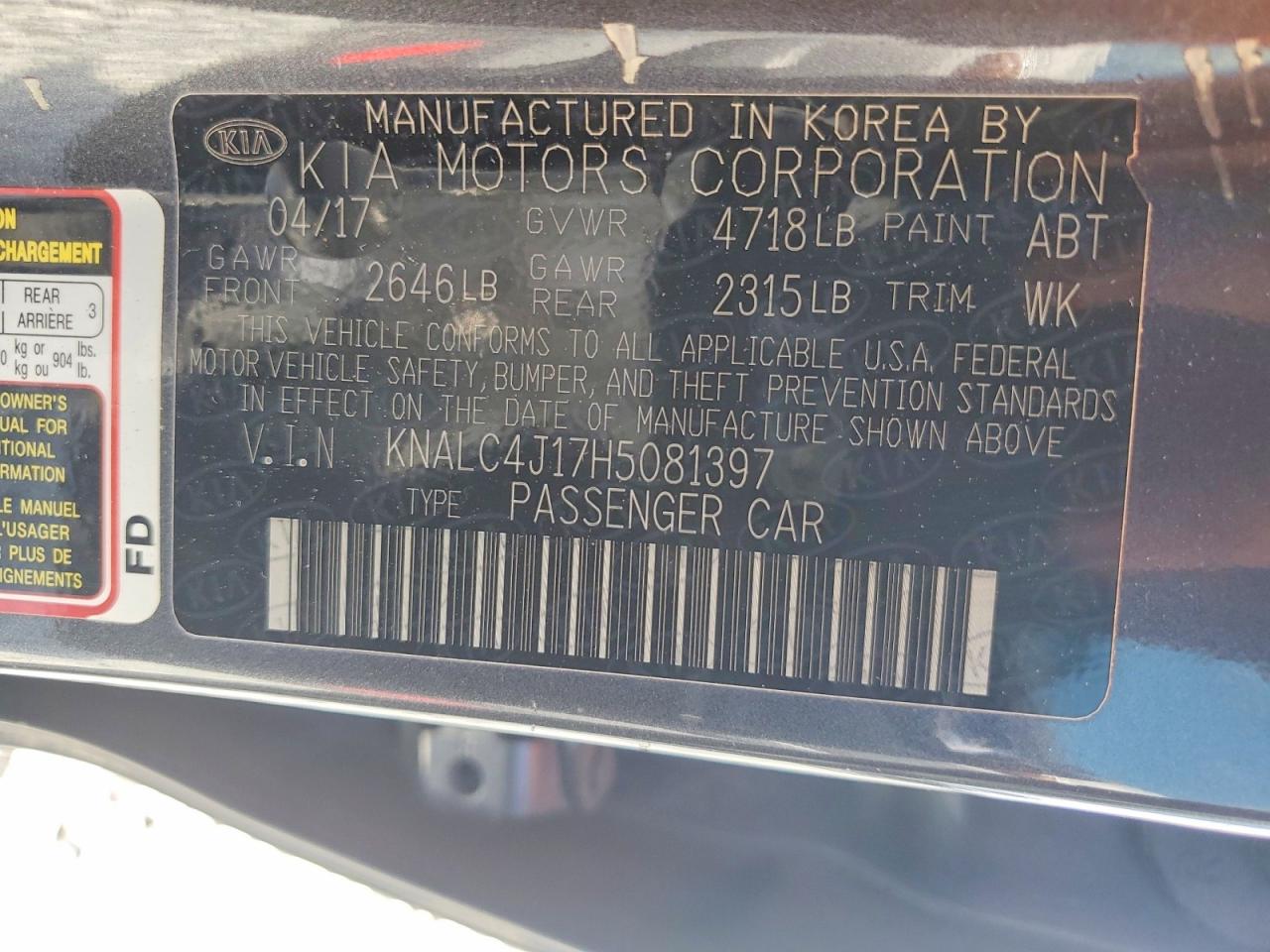 2017 KIA CADENZA PREMIUM photo 12